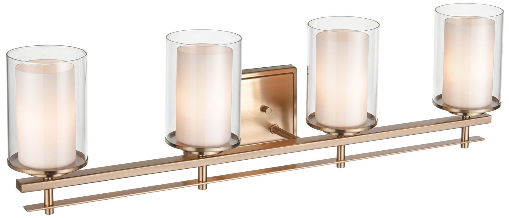Millennium Huderson 4-Light 31" Modern Gold Vanity Light with Glass Shade
