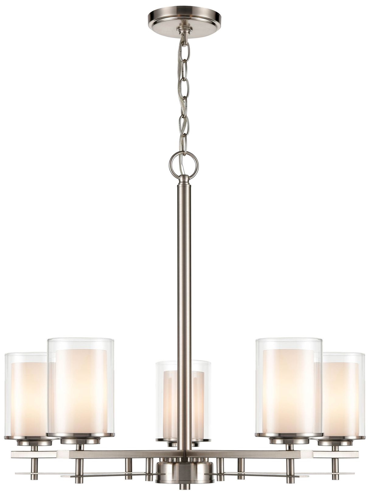 Millennium Huderson 5-Light 26" Brushed Nickel Chandelier with Glass Shade