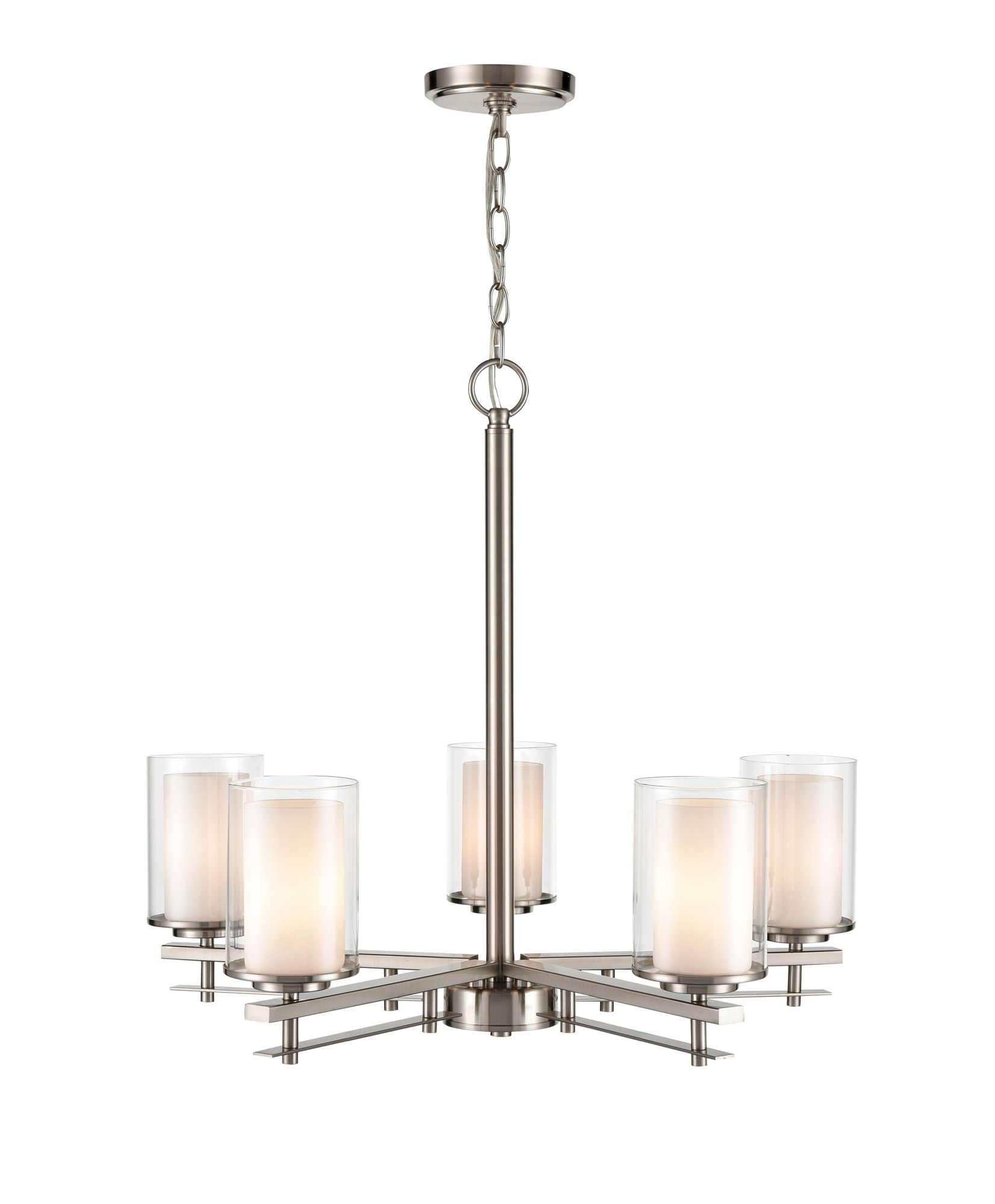 Image 3 Millennium Huderson 5-Light 26" Brushed Nickel Chandelier with Glass Shade more views