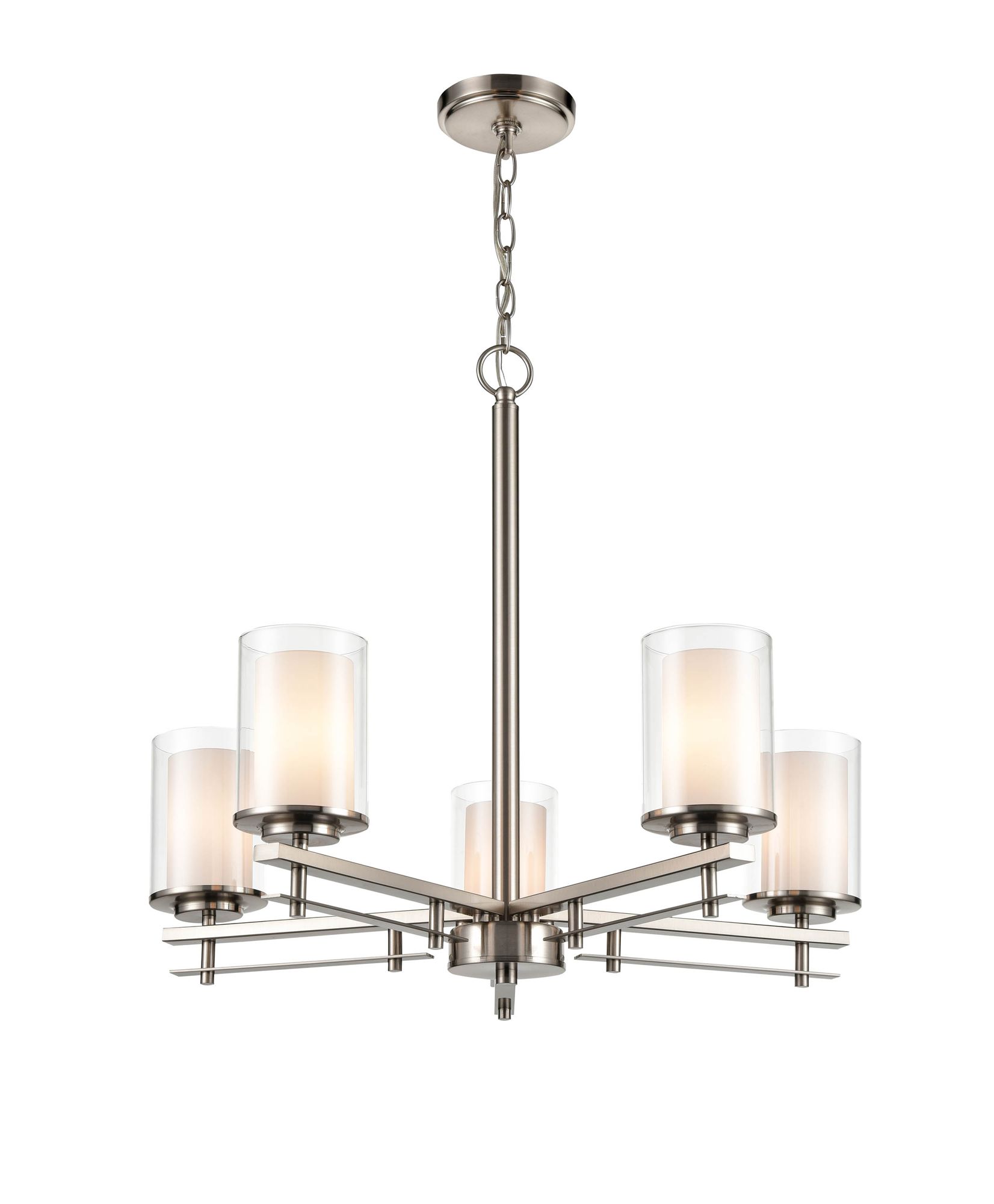 Image 4 Millennium Huderson 5-Light 26" Brushed Nickel Chandelier with Glass Shade more views