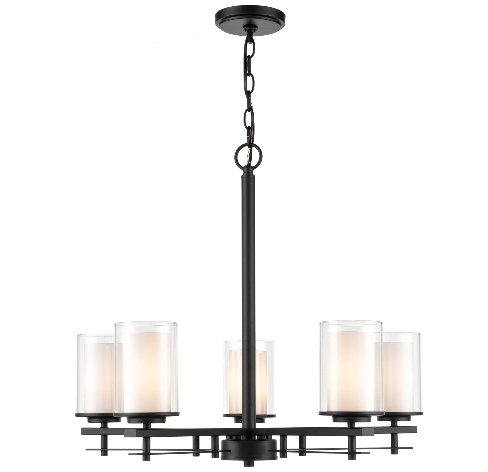 Millennium Huderson 5-Light 26" Matte Black Chandelier with Glass Shade