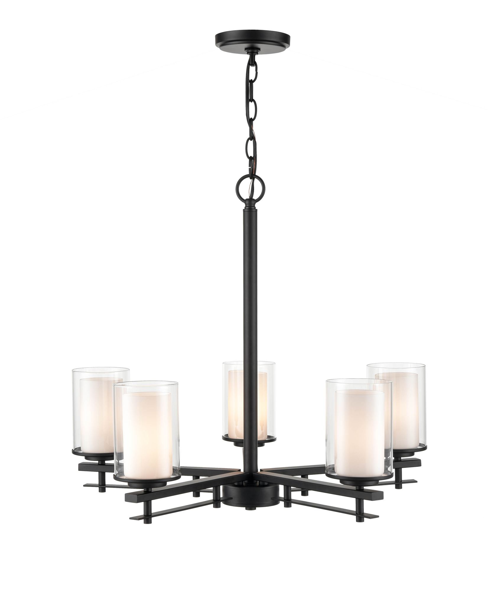 Image 3 Millennium Huderson 5-Light 26" Matte Black Chandelier with Glass Shade more views