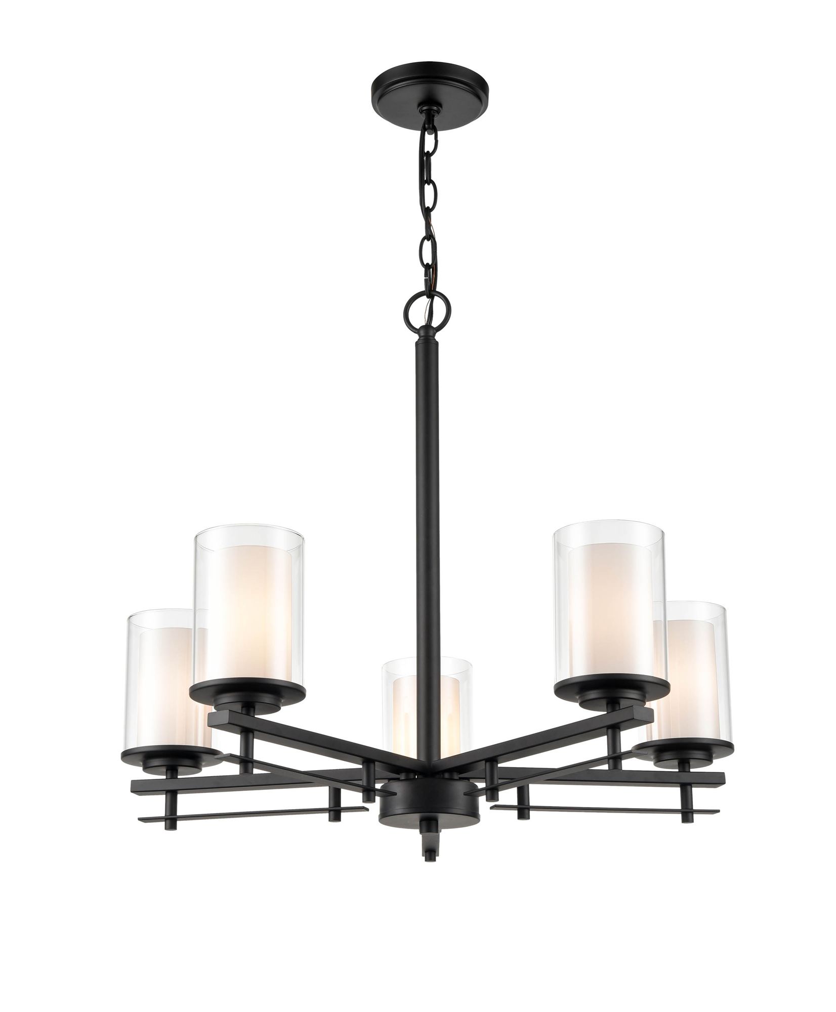 Image 4 Millennium Huderson 5-Light 26" Matte Black Chandelier with Glass Shade more views