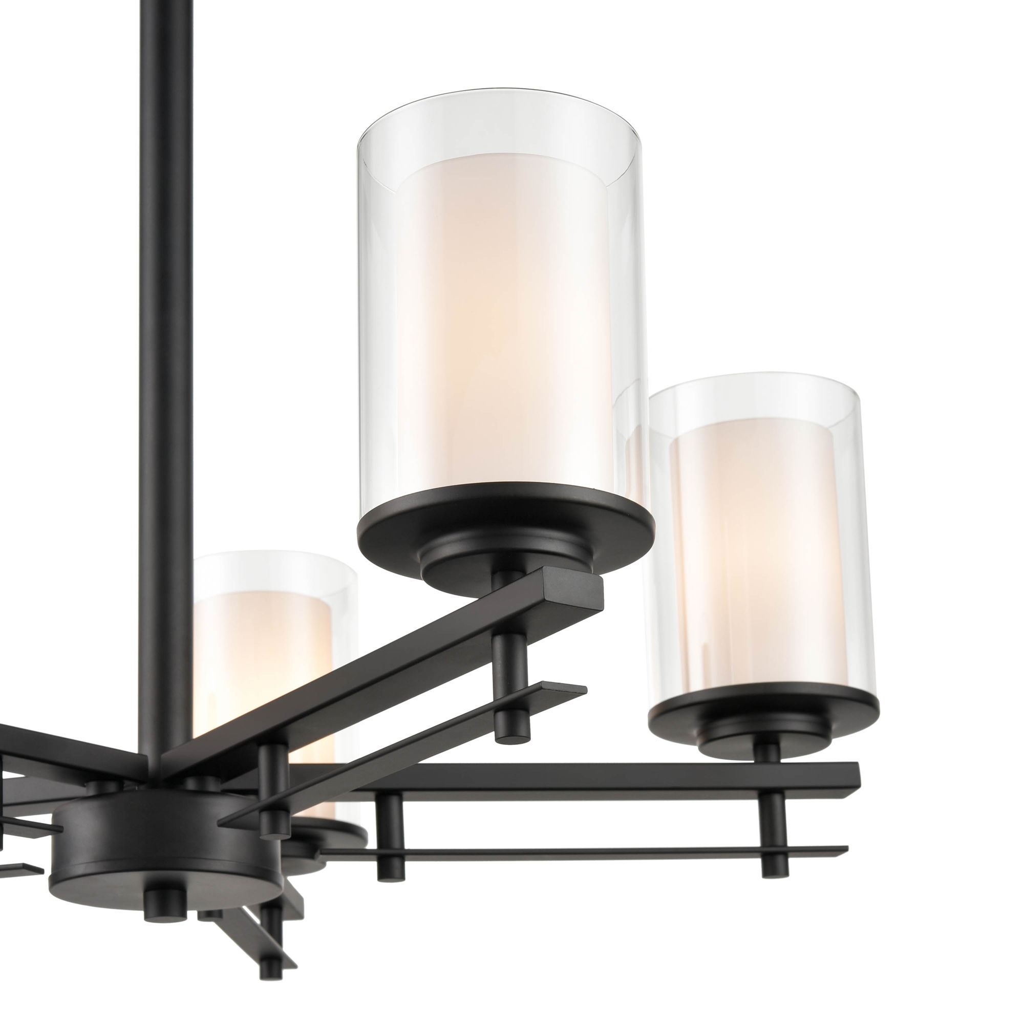 Image 5 Millennium Huderson 5-Light 26" Matte Black Chandelier with Glass Shade more views