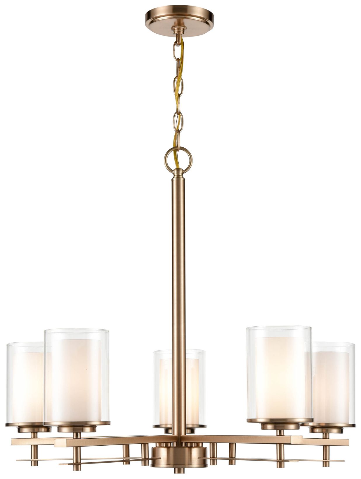 Millennium Huderson 5-Light 26" Modern Gold Chandelier with Glass Shade