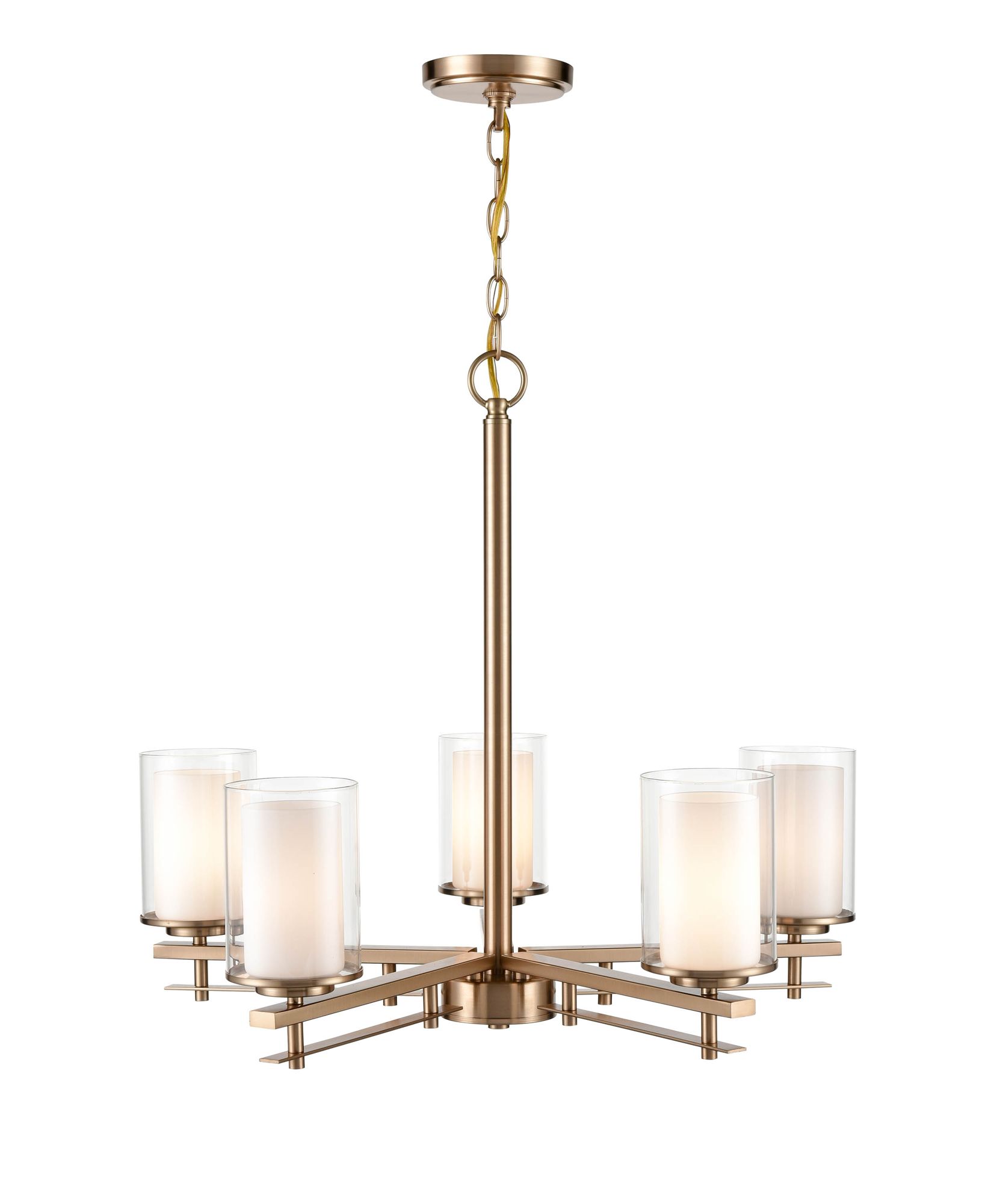 Image 4 Millennium Huderson 5-Light 26" Modern Gold Chandelier with Glass Shade more views