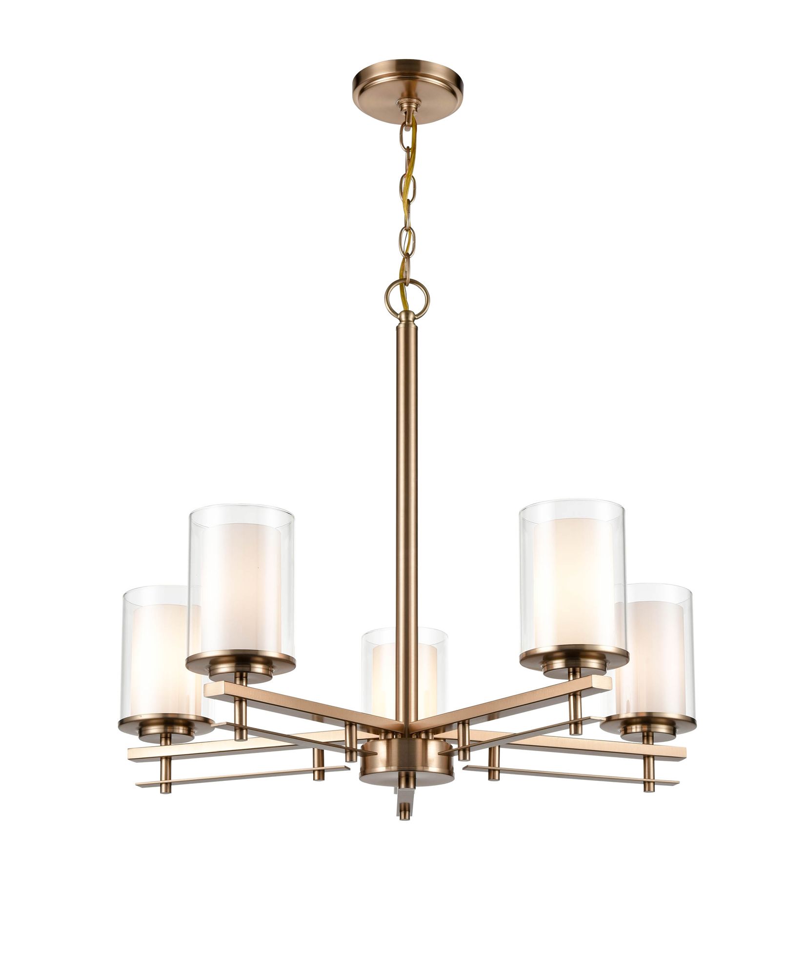 Image 5 Millennium Huderson 5-Light 26" Modern Gold Chandelier with Glass Shade more views