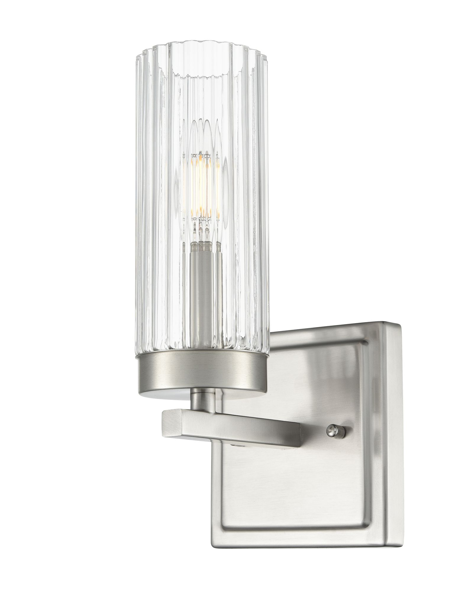 Thumbnail3 of Millennium Iversen 1-Light 5" Brushed Nickel Wall Sconce with Glass Shade more views