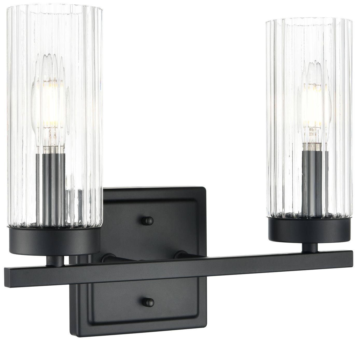 Millennium Iversen 2-Light 12.5" Matte Black Vanity Light with Glass Shade