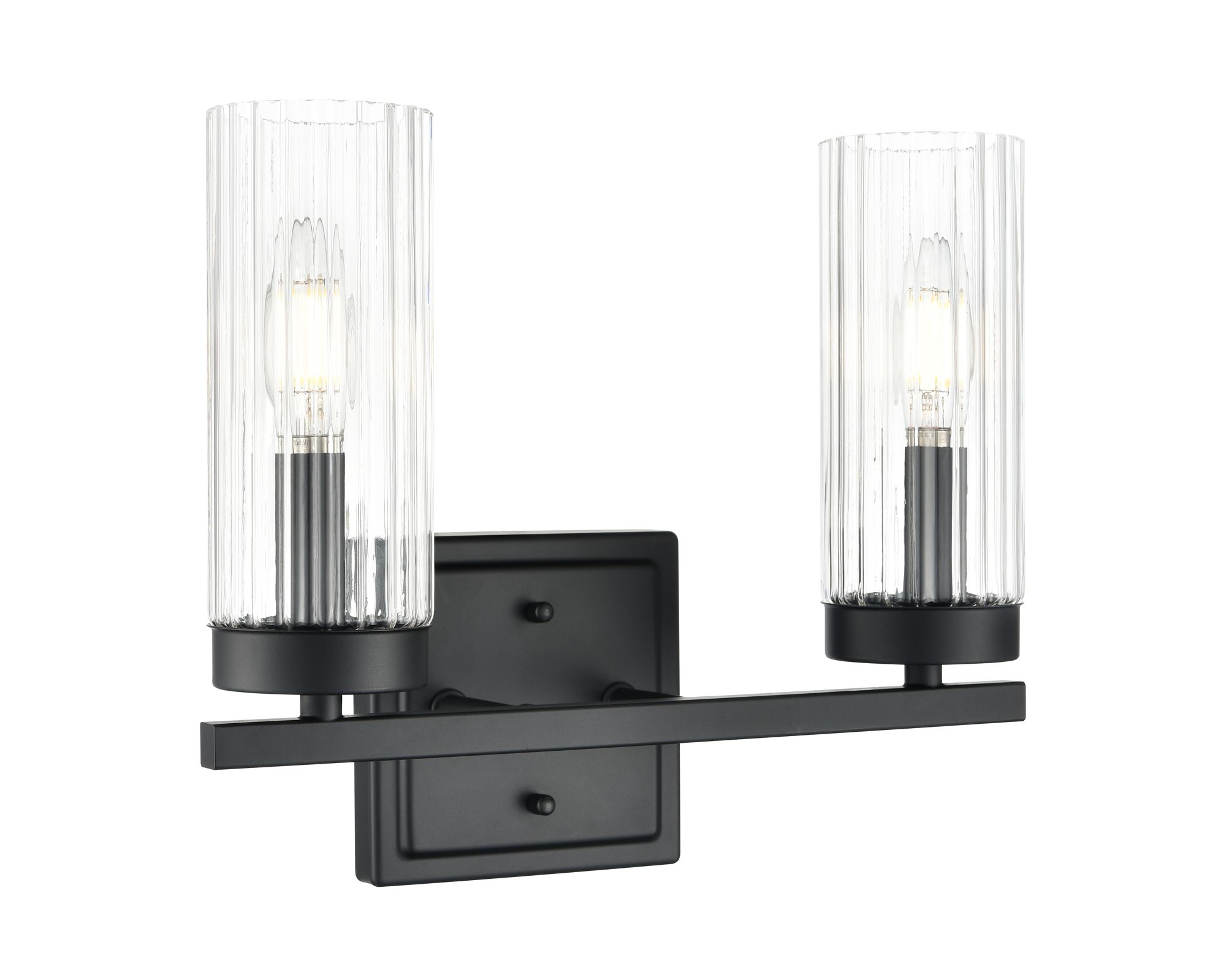 Image 2 Millennium Iversen 2-Light 12.5" Matte Black Vanity Light with Glass Shade more views