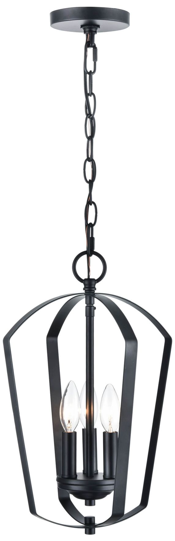 Millennium Ivey Lake 3-Light 11" Matte Black Pendant with Glass Shade