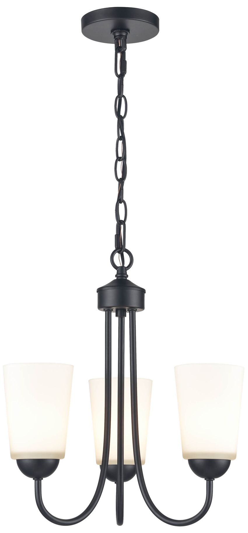 Millennium Ivey Lake 3-Light 15" Matte Black Chandelier with Glass Shade