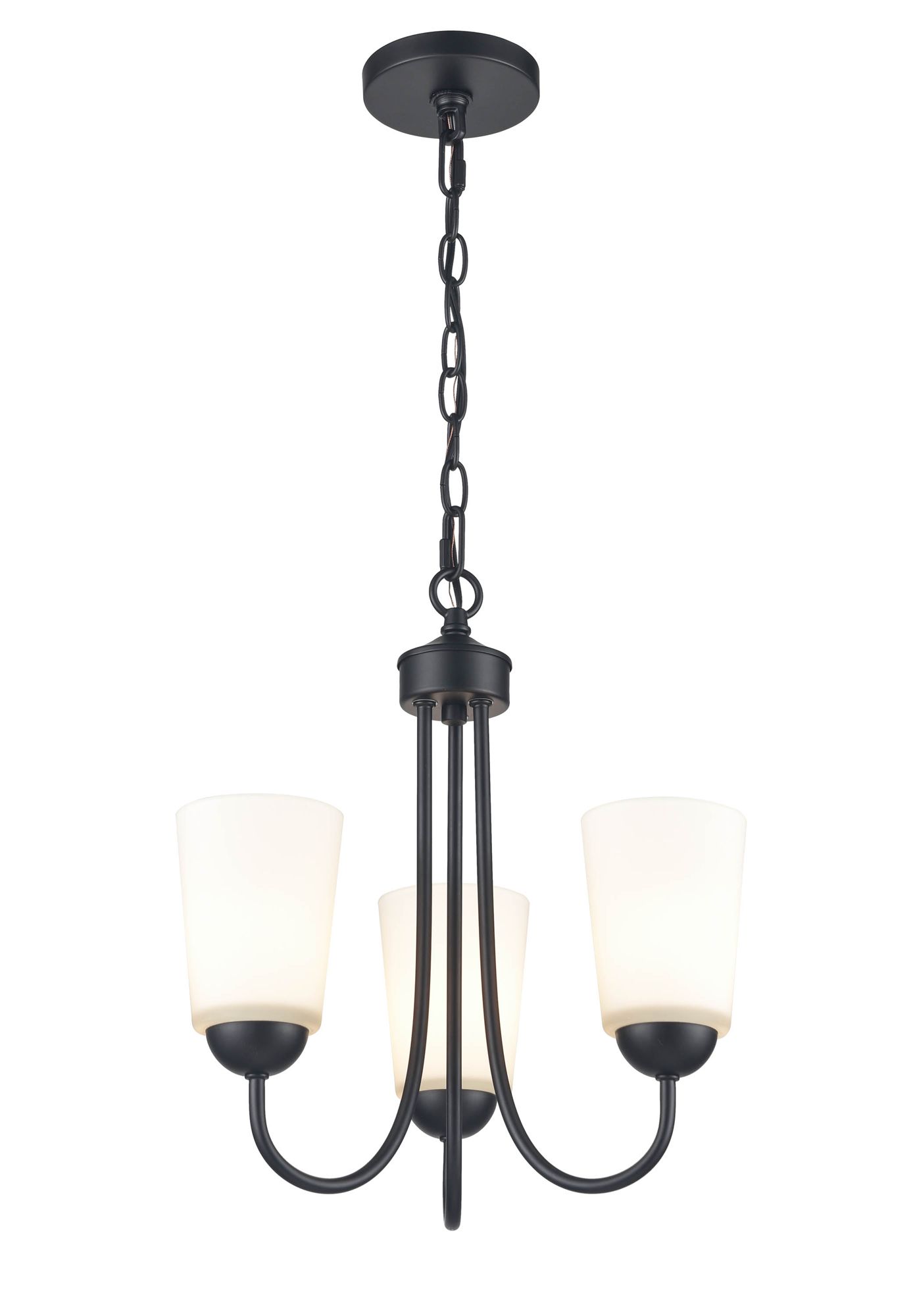 Image 2 Millennium Ivey Lake 3-Light 15" Matte Black Chandelier with Glass Shade more views