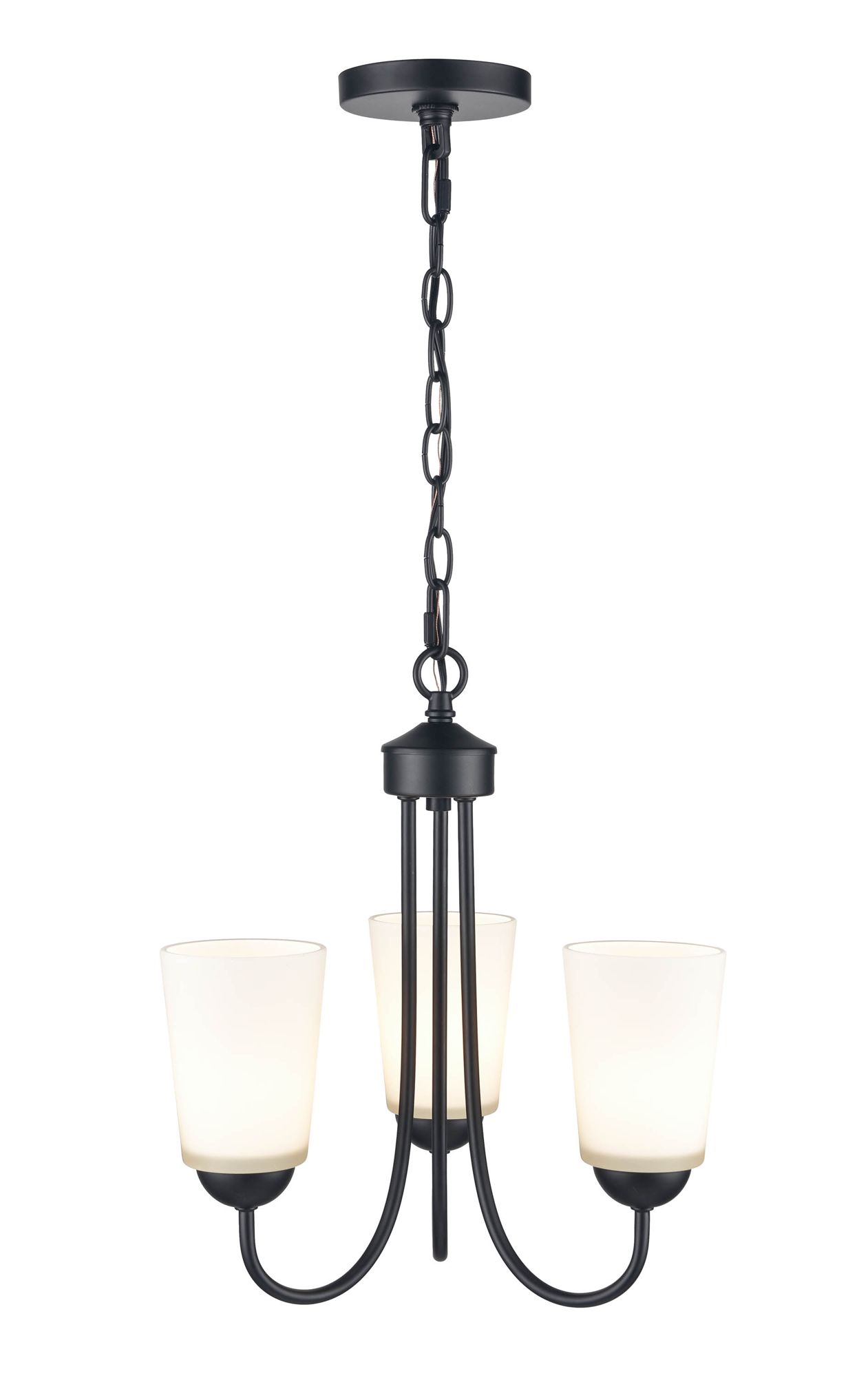Image 3 Millennium Ivey Lake 3-Light 15" Matte Black Chandelier with Glass Shade more views