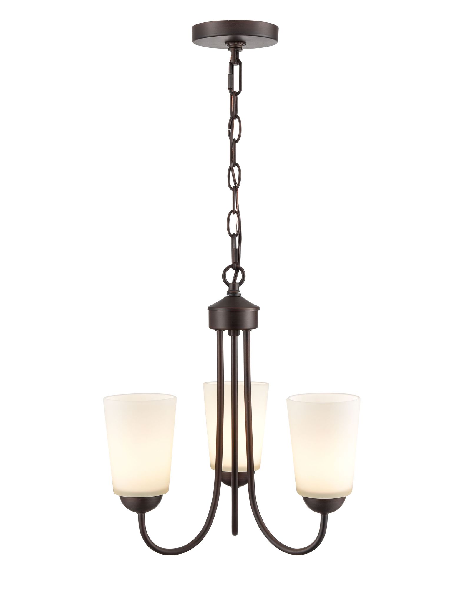 Image 2 Millennium Ivey Lake 3-Light 15" Rubbed Bronze Chandelier with Glass Shade more views