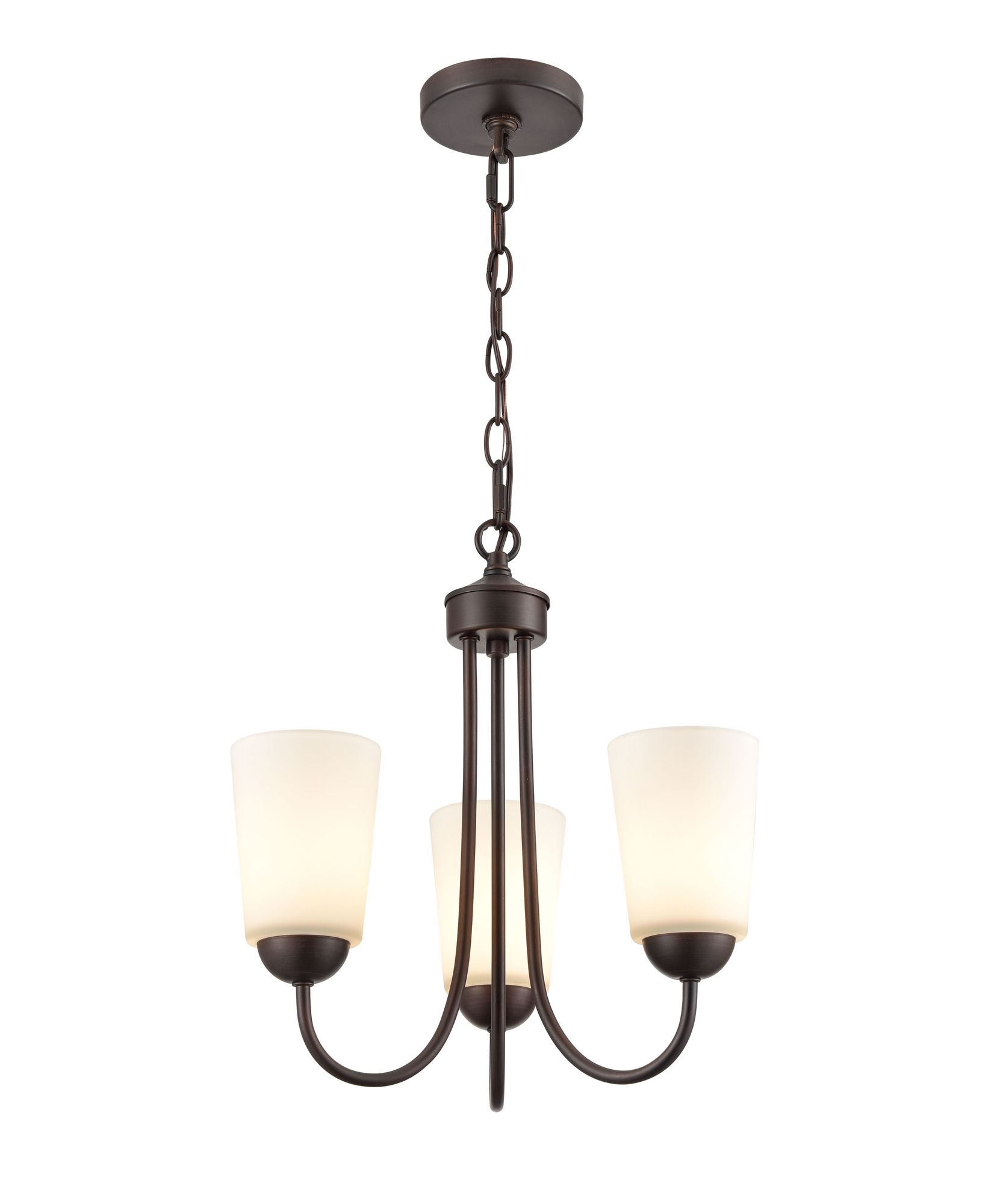 Image 3 Millennium Ivey Lake 3-Light 15" Rubbed Bronze Chandelier with Glass Shade more views