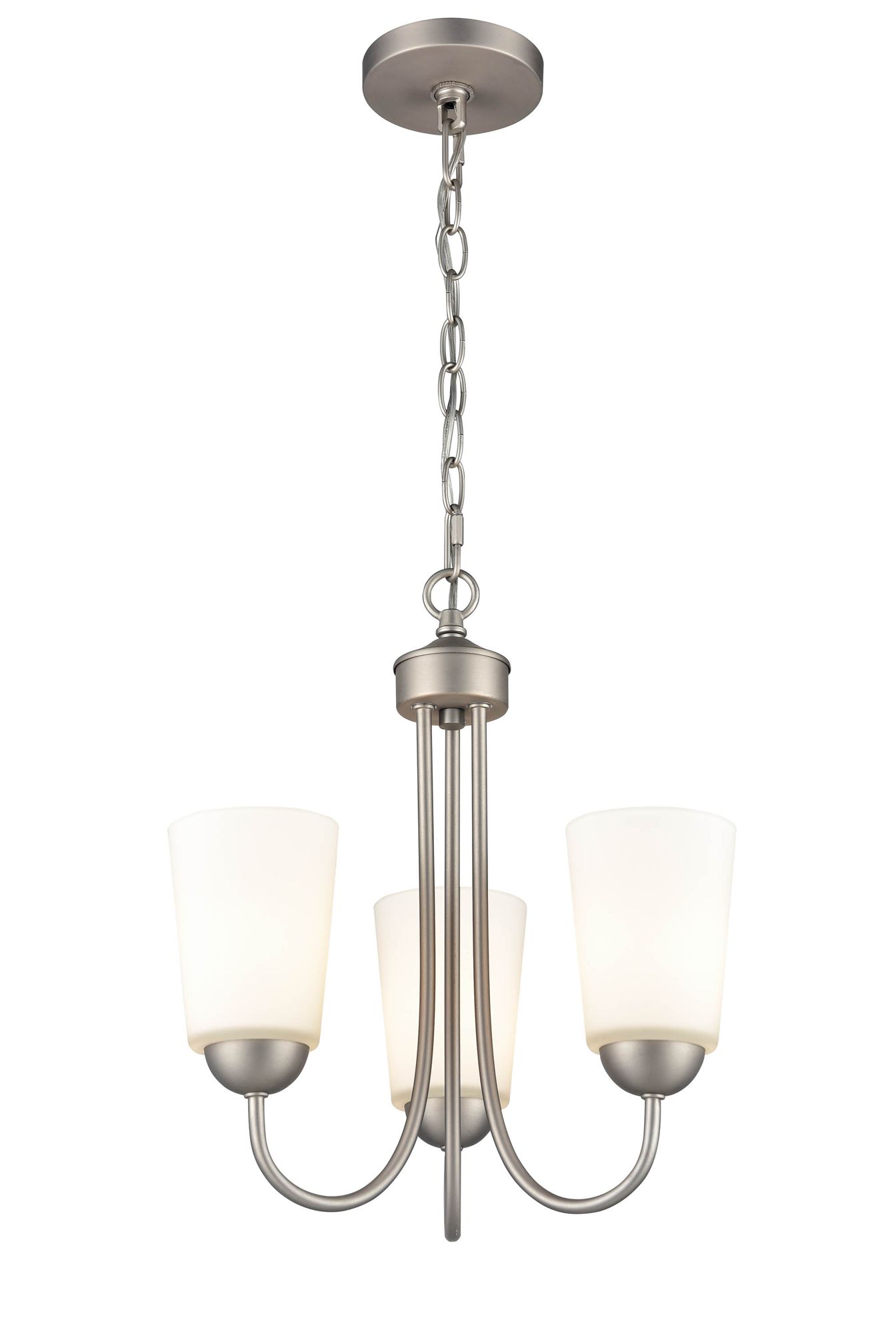Image 2 Millennium Ivey Lake 3-Light 15" Satin Nickel Chandelier with Glass Shade more views