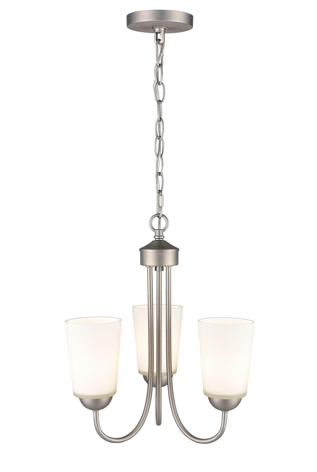 Image 3 Millennium Ivey Lake 3-Light 15" Satin Nickel Chandelier with Glass Shade more views
