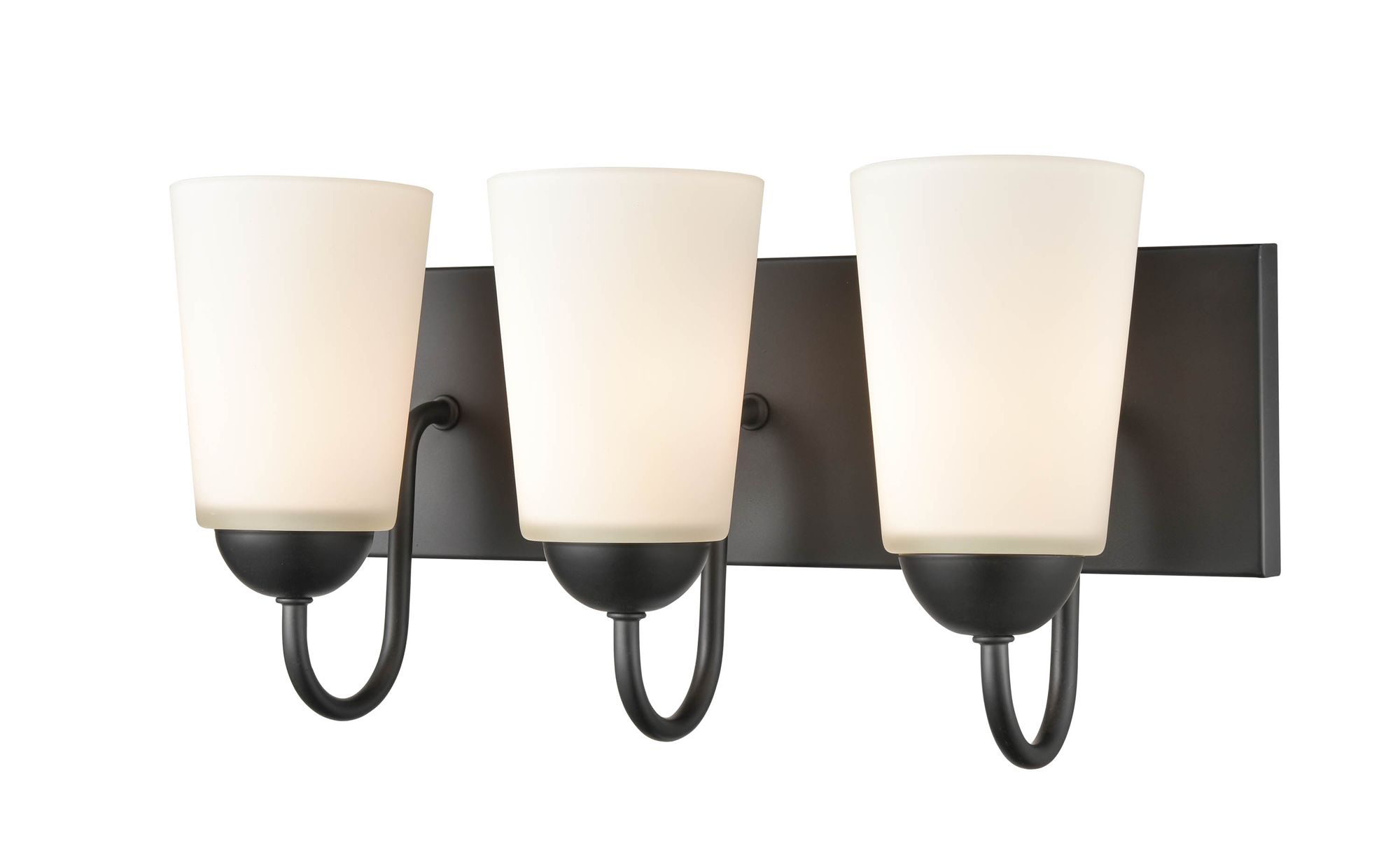 Image 2 Millennium Ivey Lake 3-Light 16" Matte Black Vanity Light with Glass Shade more views