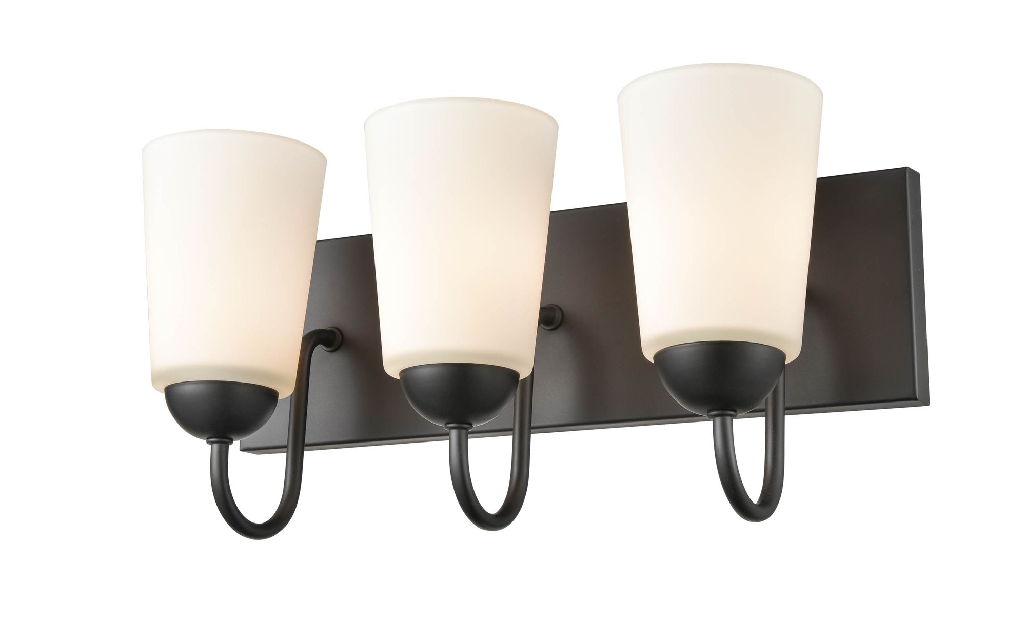 Image 3 Millennium Ivey Lake 3-Light 16" Matte Black Vanity Light with Glass Shade more views