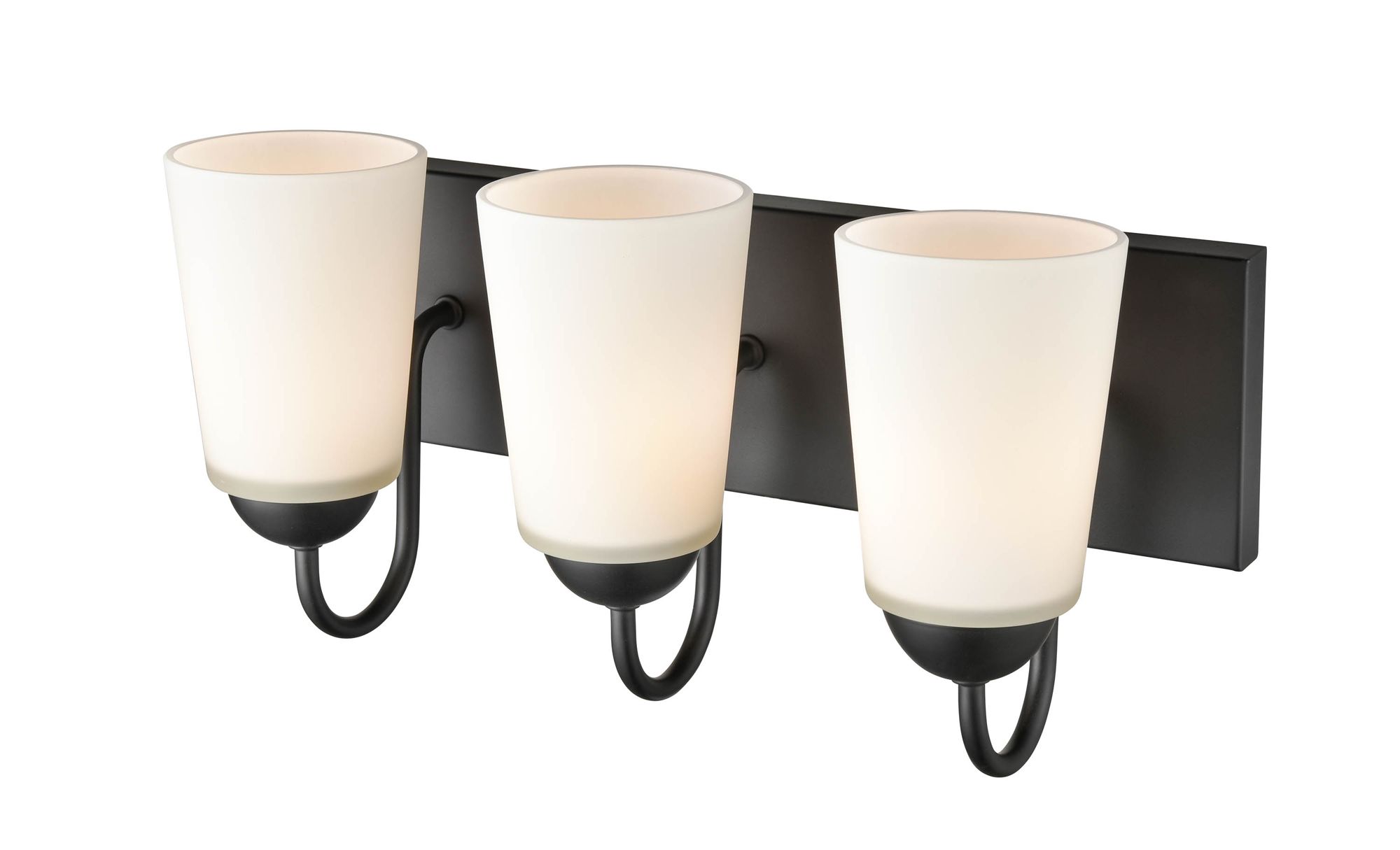 Image 4 Millennium Ivey Lake 3-Light 16" Matte Black Vanity Light with Glass Shade more views