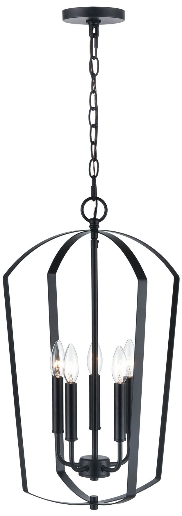 Millennium Ivey Lake 5-Light 15.75" Matte Black Pendant with Glass Shade