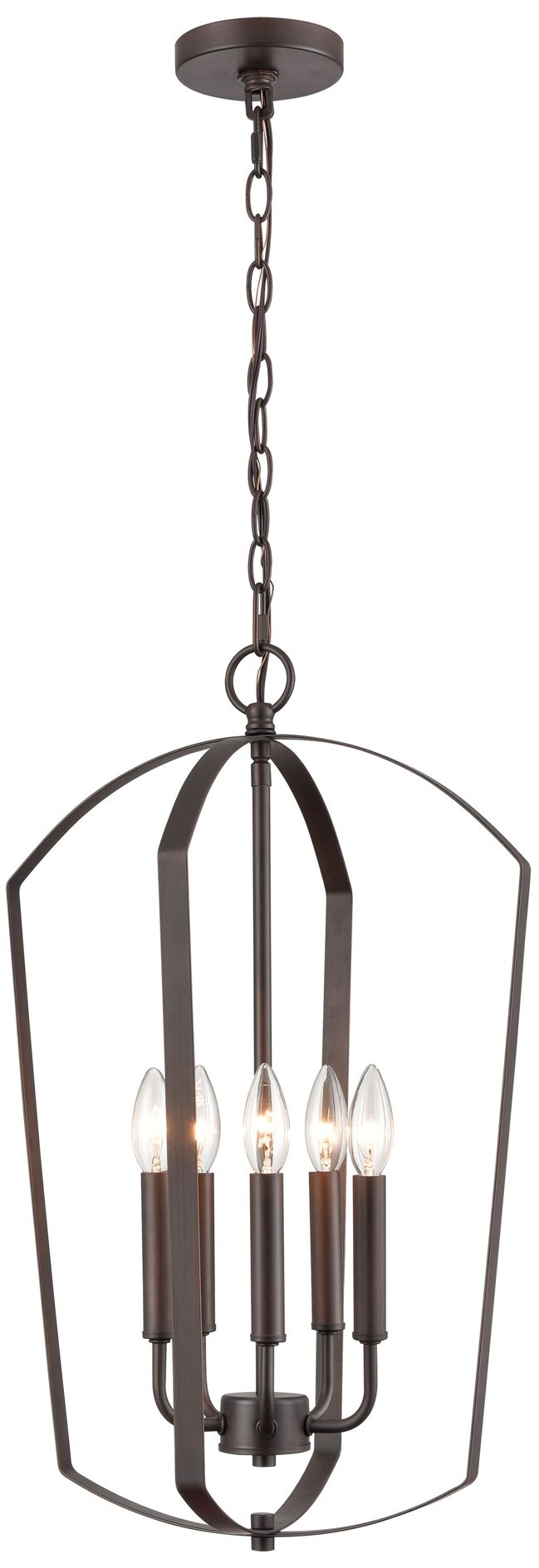 Millennium Ivey Lake 5-Light 15.75" Rubbed Bronze Pendant with Glass Shade