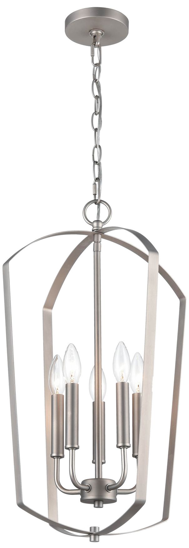 Millennium Ivey Lake 5-Light 15.75" Satin Nickel Pendant with Glass Shade