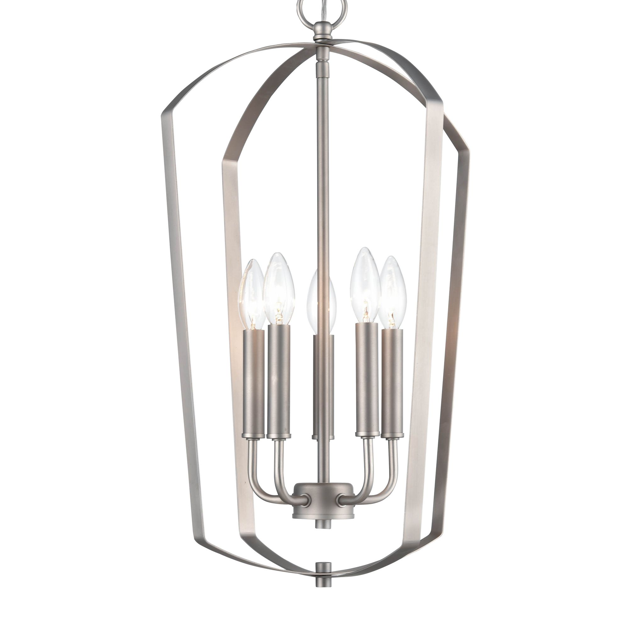 Image 6 Millennium Ivey Lake 5-Light 15.75" Satin Nickel Pendant with Glass Shade more views
