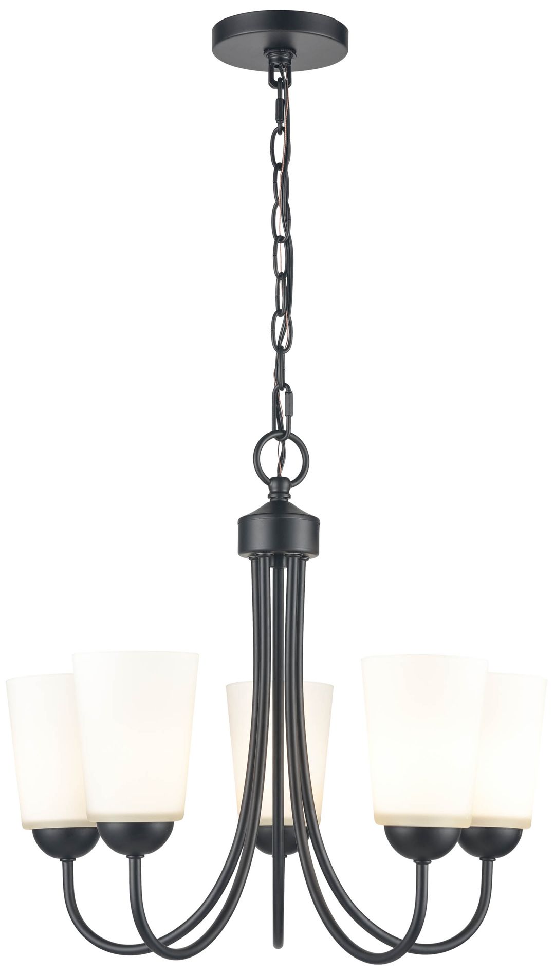 Millennium Ivey Lake 5-Light 20" Matte Black Chandelier with Glass Shade