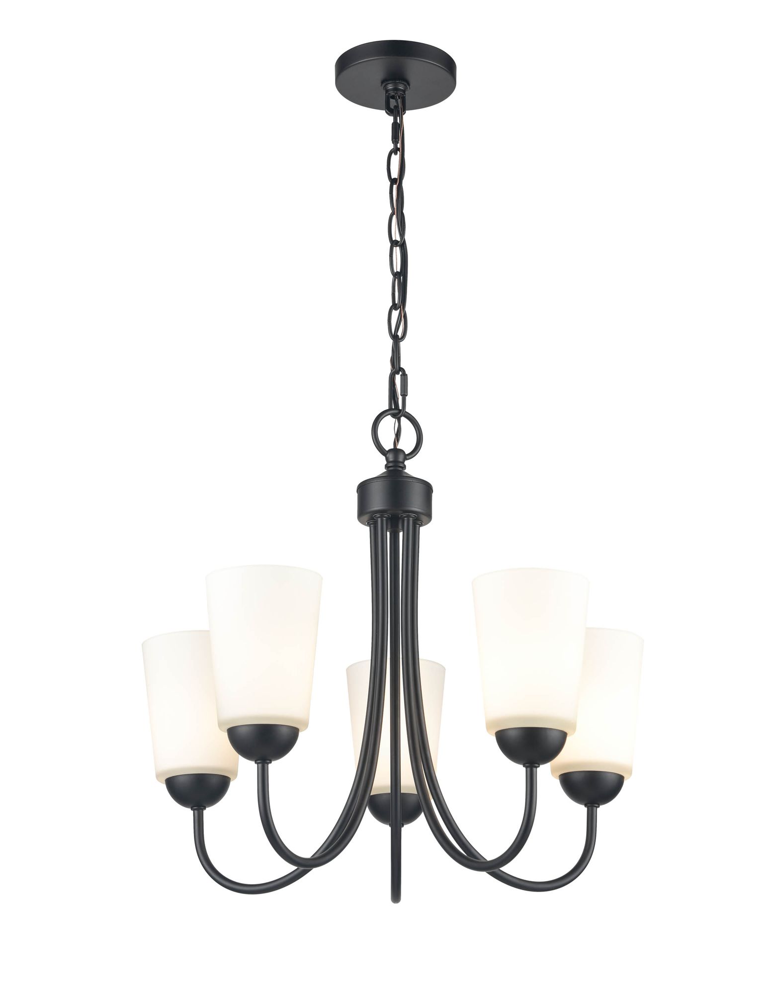Image 3 Millennium Ivey Lake 5-Light 20" Matte Black Chandelier with Glass Shade more views
