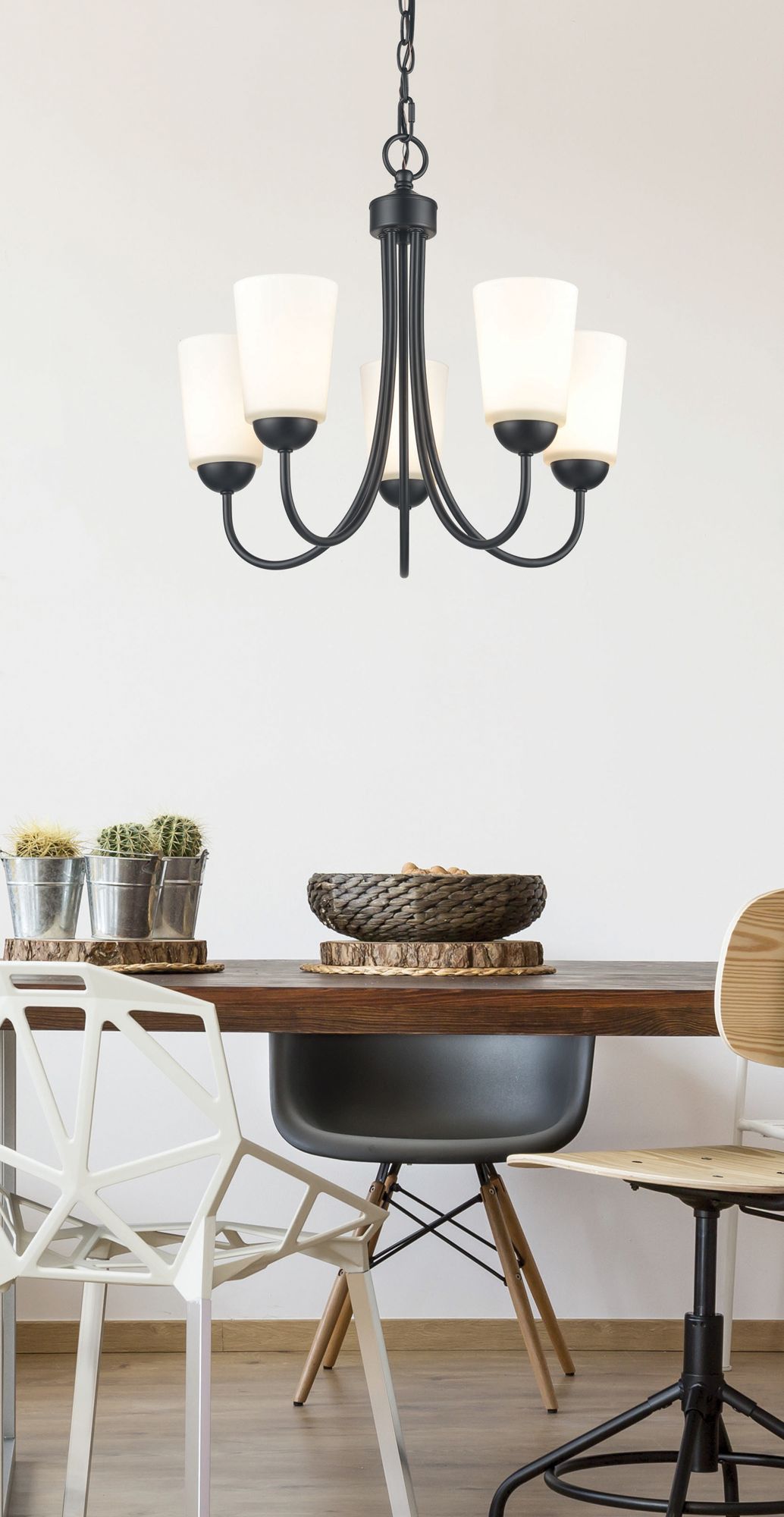 Image 5 Millennium Ivey Lake 5-Light 20" Matte Black Chandelier with Glass Shade more views