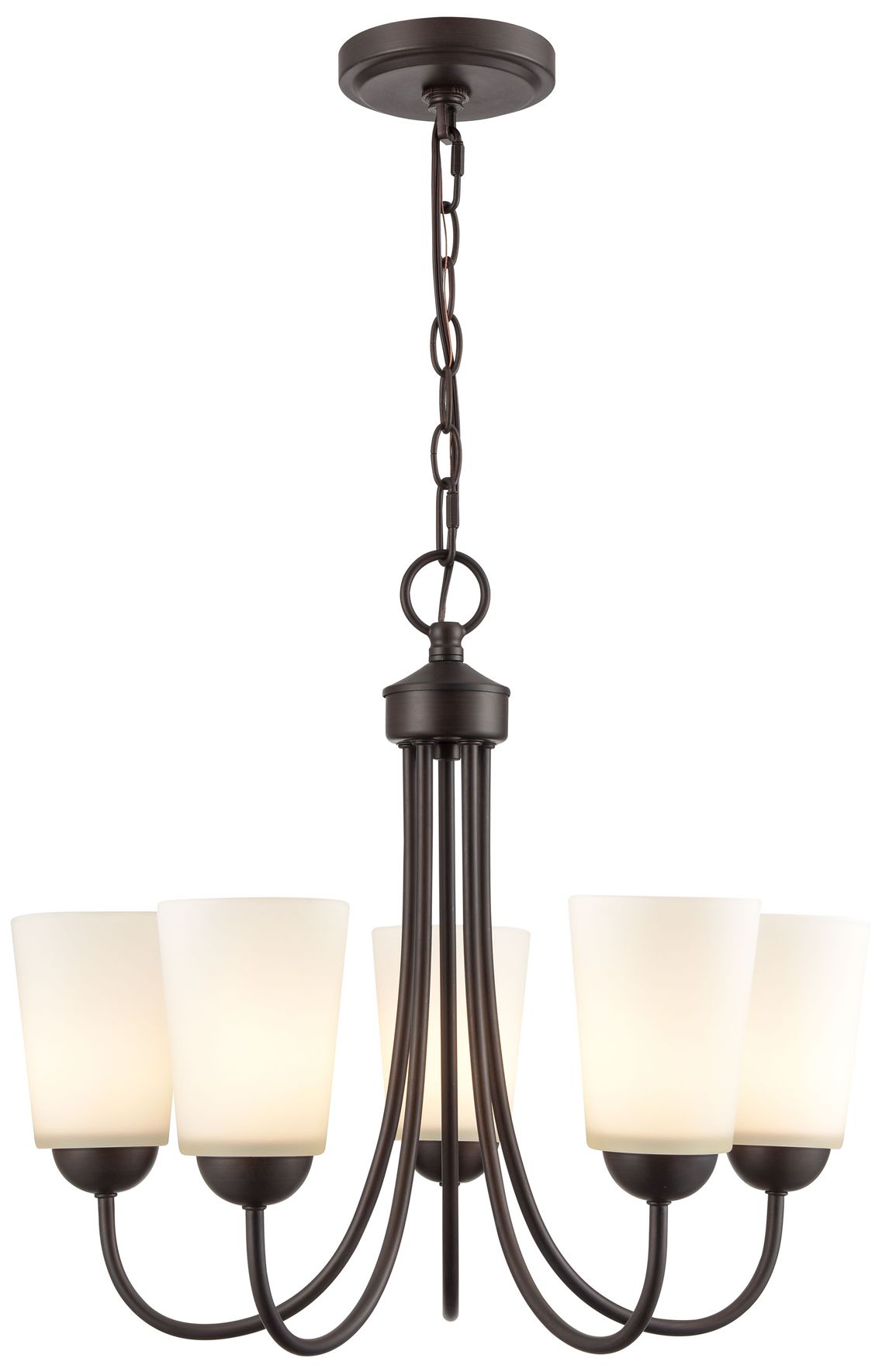 Millennium Ivey Lake 5-Light 20" Rubbed Bronze Chandelier with Glass Shade