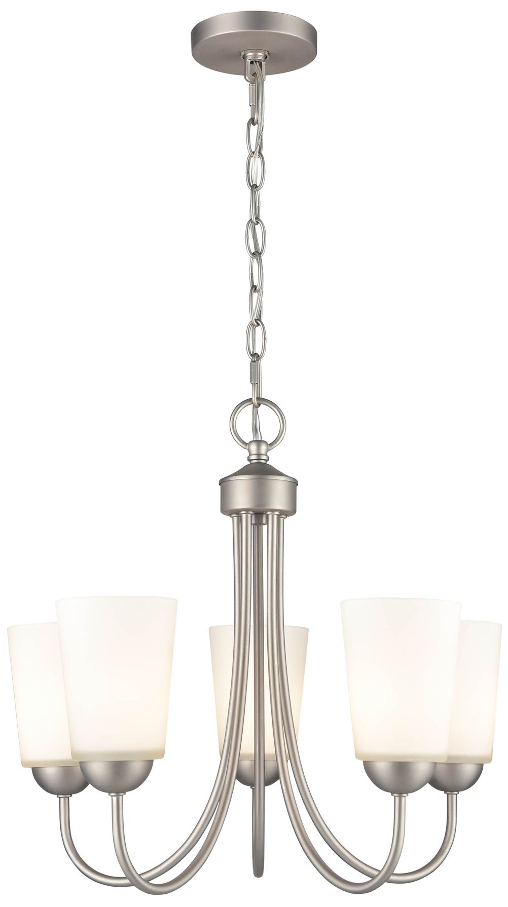 Millennium Ivey Lake 5-Light 20" Satin Nickel Chandelier with Glass Shade