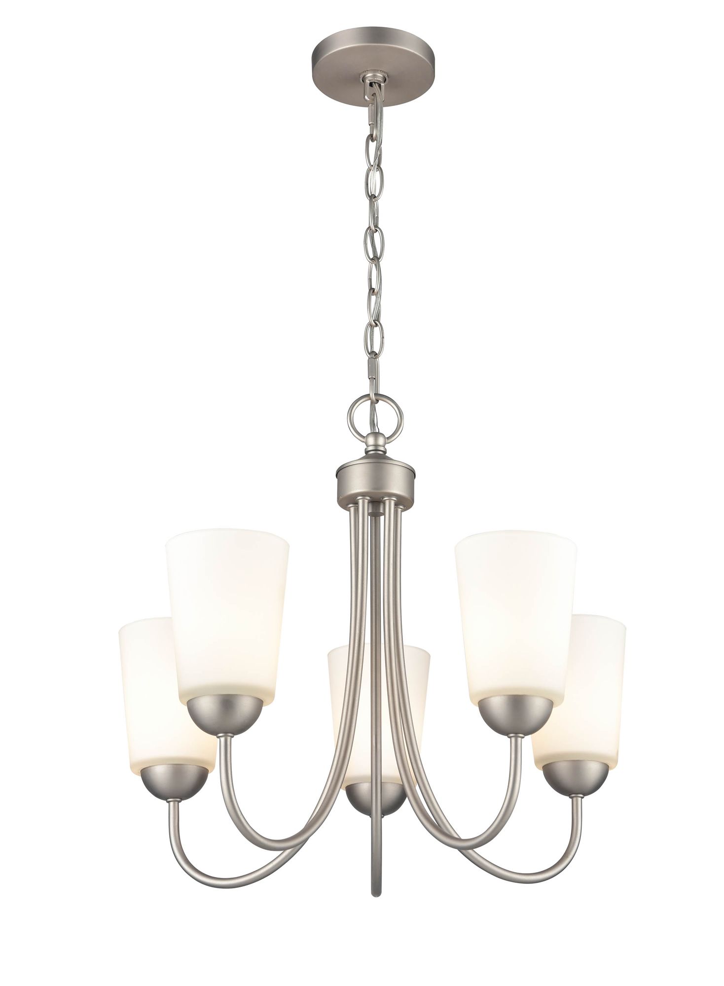 Image 2 Millennium Ivey Lake 5-Light 20" Satin Nickel Chandelier with Glass Shade more views