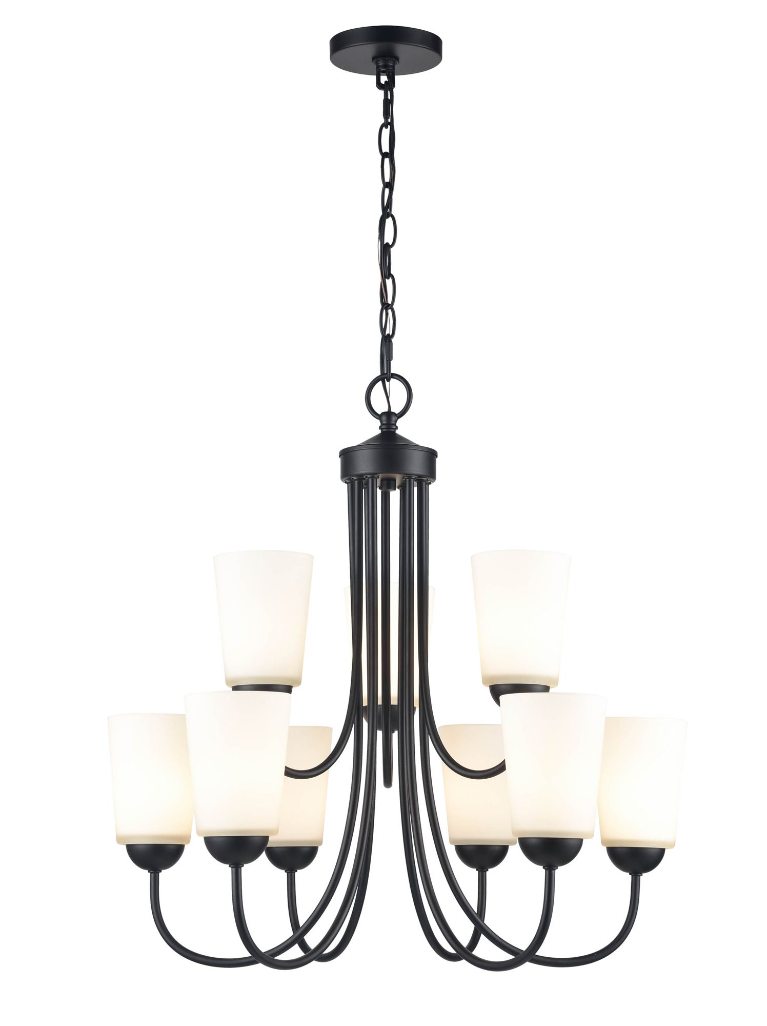 Image 3 Millennium Ivey Lake 9-Light 25.25" Matte Black Chandelier with Glass Shade more views