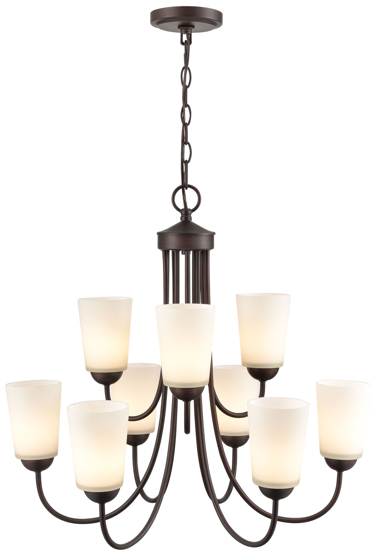 Thumbnail2 of Millennium Ivey Lake 9-Light 25.25" Rubbed Bronze Chandelier with Shade