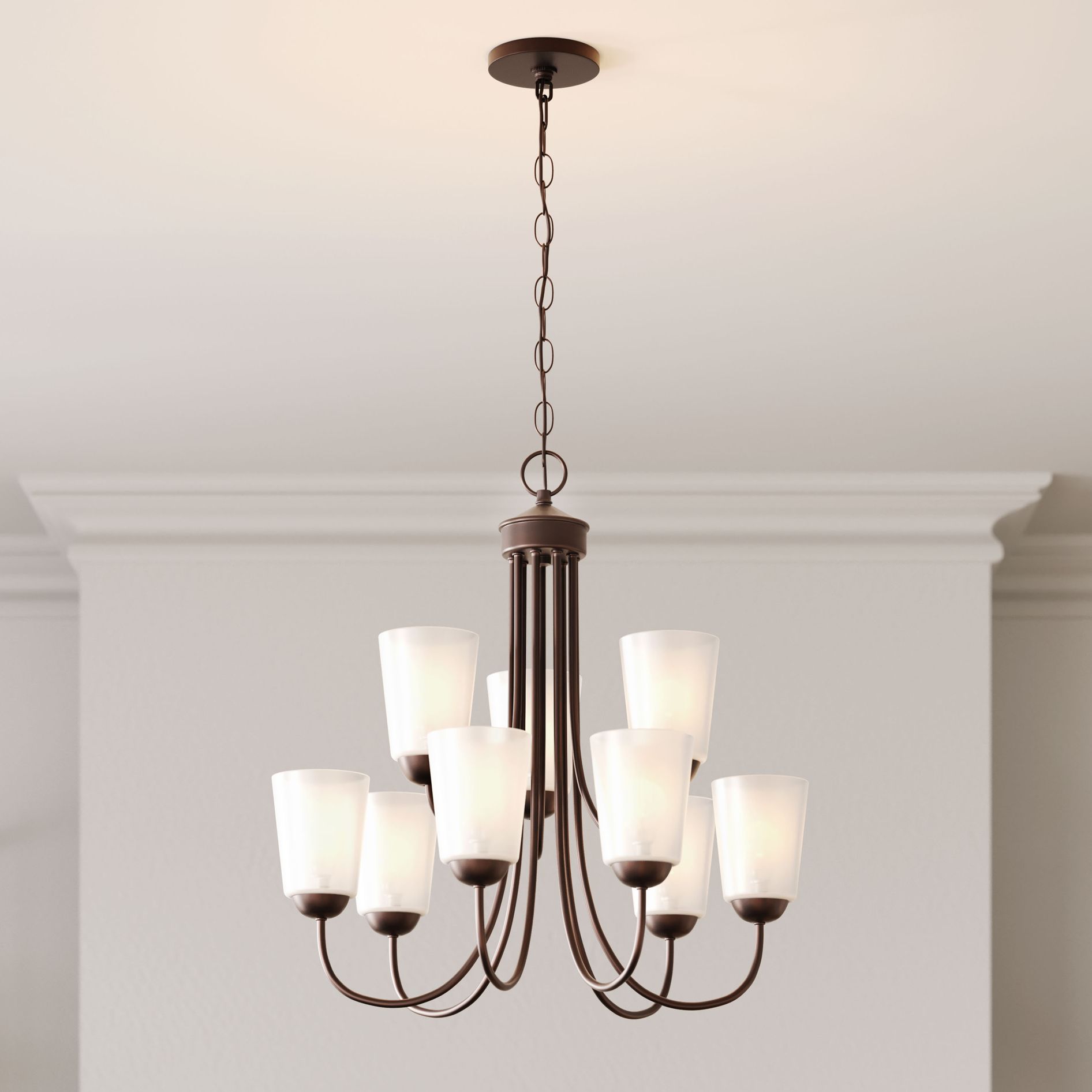 Thumbnail1 of Millennium Ivey Lake 9-Light 25.25" Rubbed Bronze Chandelier with Shade