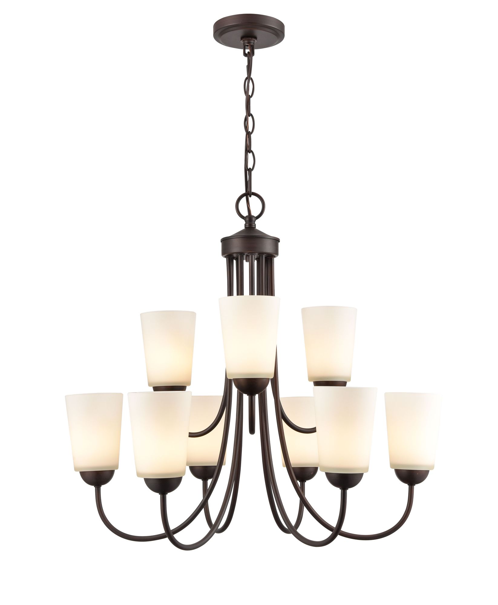 Thumbnail3 of Millennium Ivey Lake 9-Light 25.25" Rubbed Bronze Chandelier with Shade more views