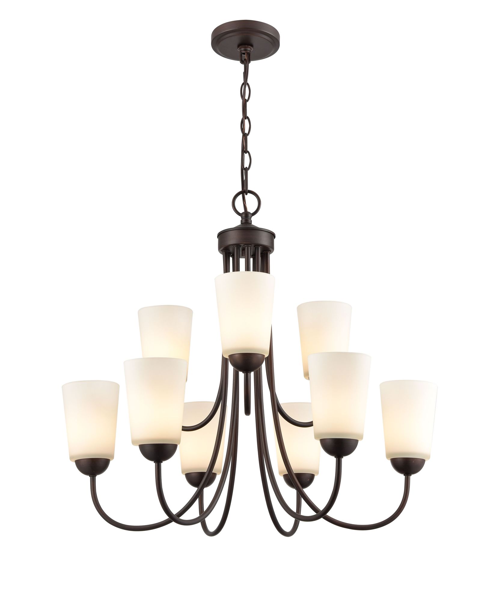 Thumbnail4 of Millennium Ivey Lake 9-Light 25.25" Rubbed Bronze Chandelier with Shade more views