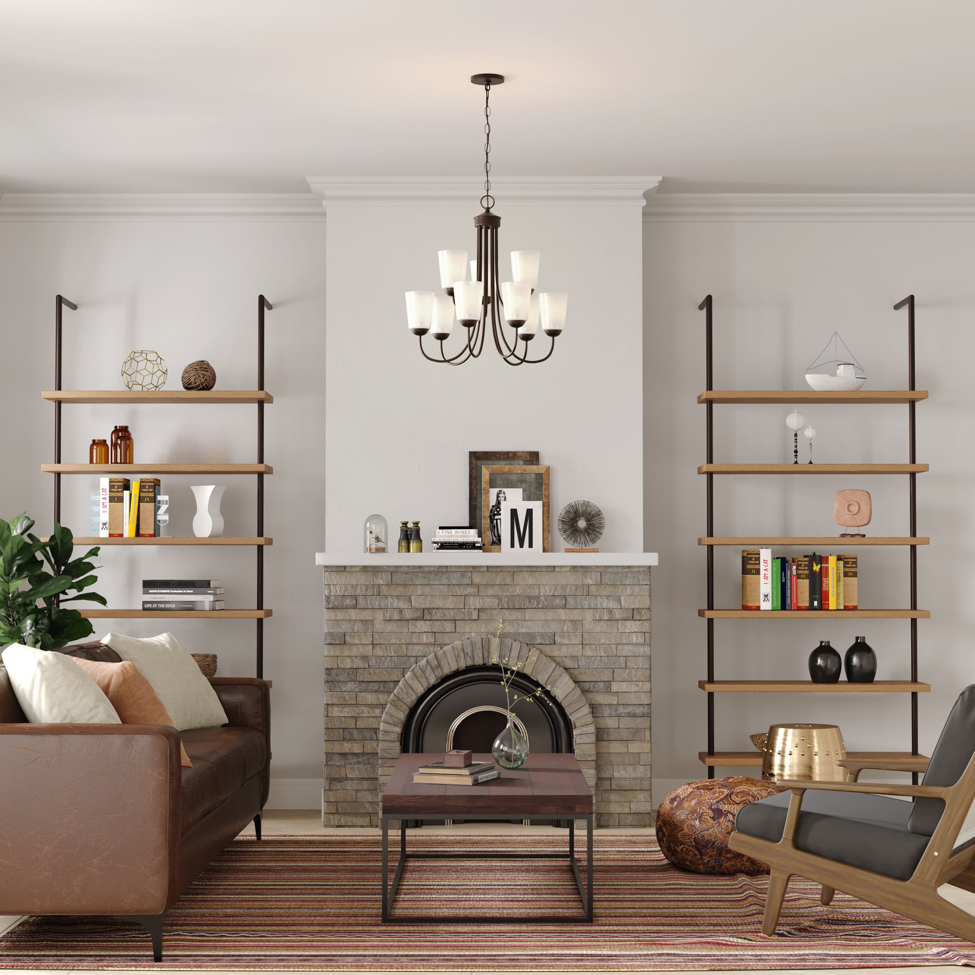 Millennium Ivey Lake 9-Light 25.25" Rubbed Bronze Chandelier with Shade