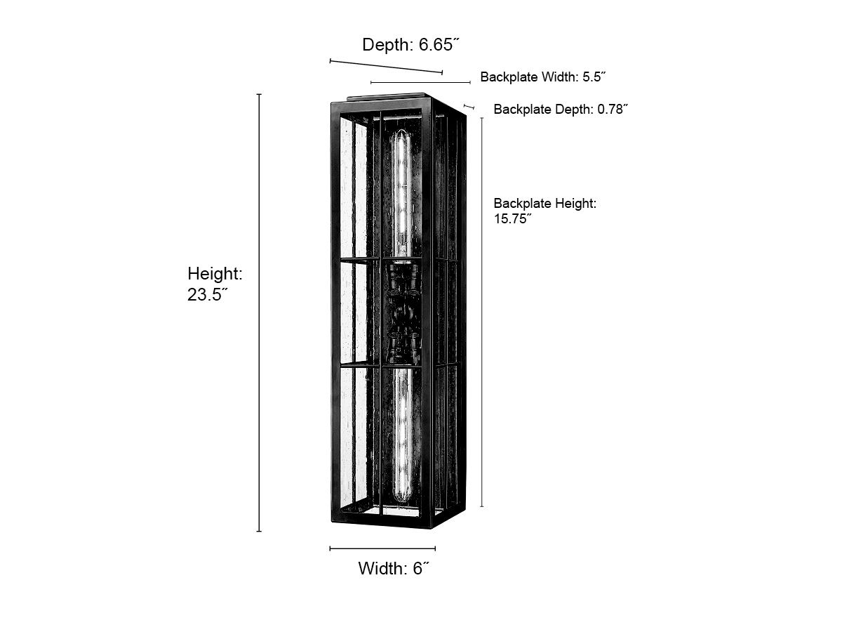 Millennium Jaxson 2-Light 23.5" Powder Coated Black Outdoor Wall Sconce