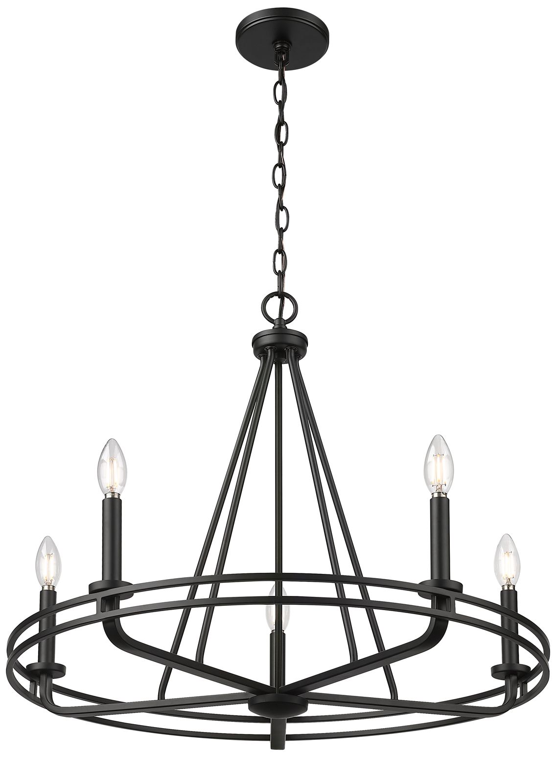 Thumbnail1 of Millennium Jody 5-Light 26.5" Matte Black Chandelier