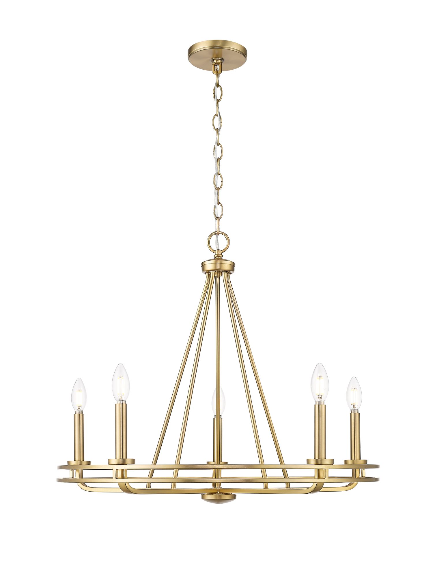 Image 2 Millennium Jody 5-Light 26.5" Vintage Brass Chandelier more views