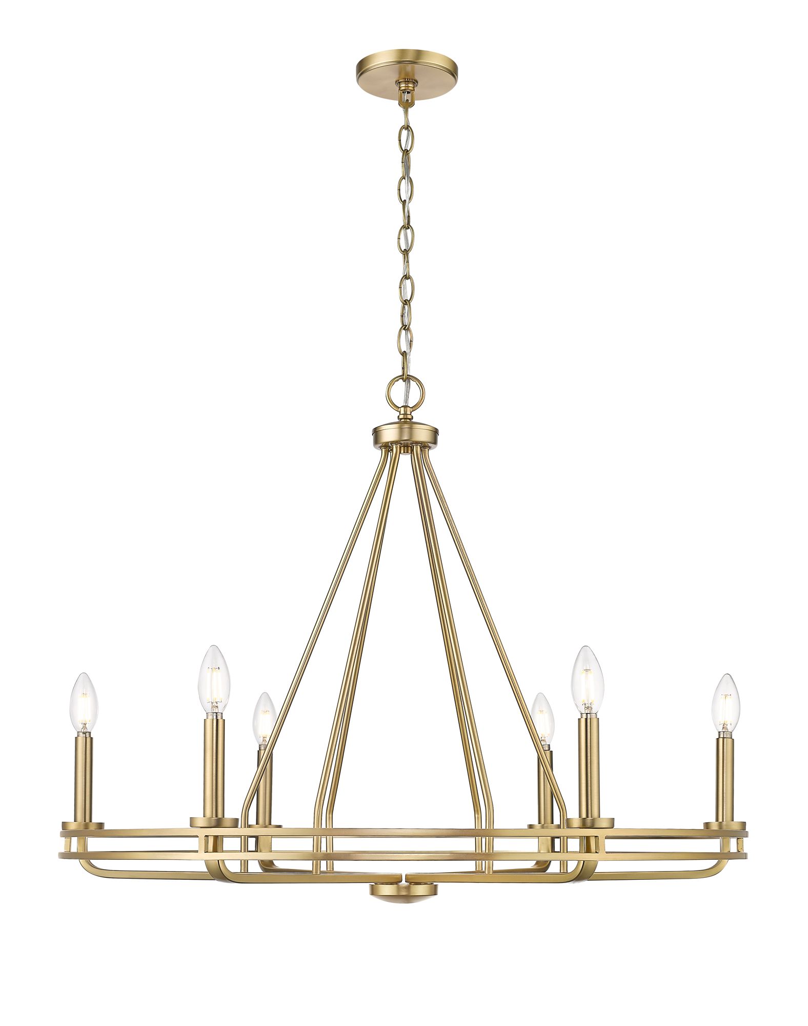 Image 2 Millennium Jody 6-Light 32.5" Vintage Brass Chandelier more views