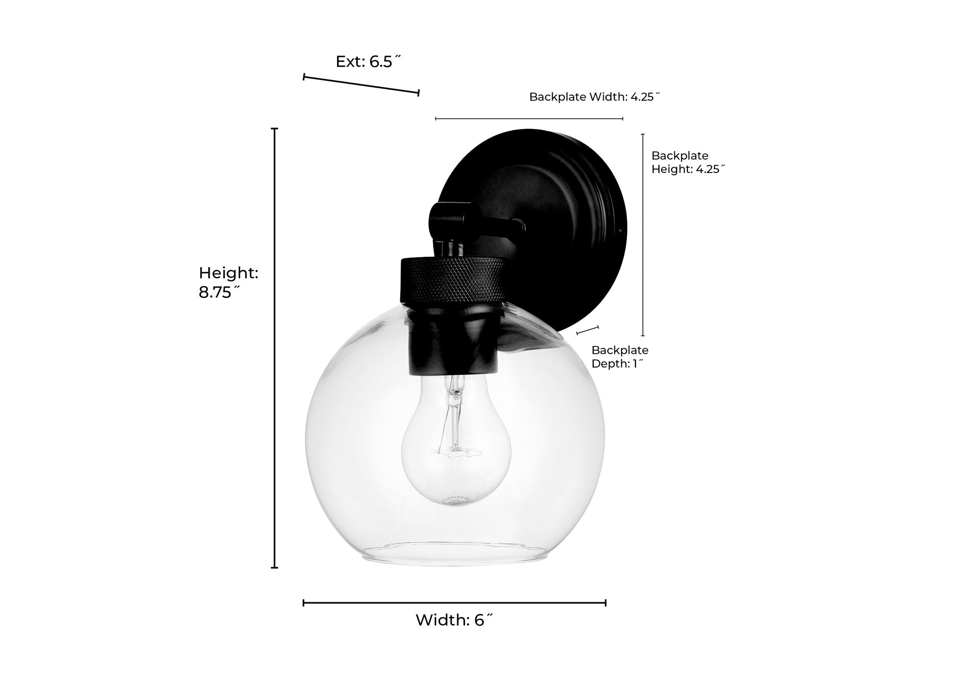 Image 7 Millennium Jonatan 1-Light 6" Matte Black Wall Sconce with Glass Shade more views