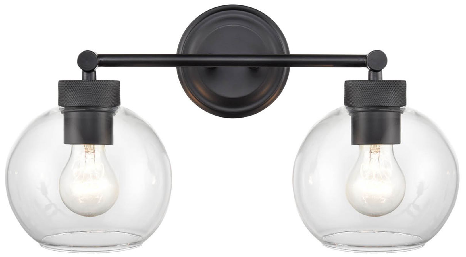 Millennium Jonatan 2-Light 16" Matte Black Vanity Light with Glass Shade