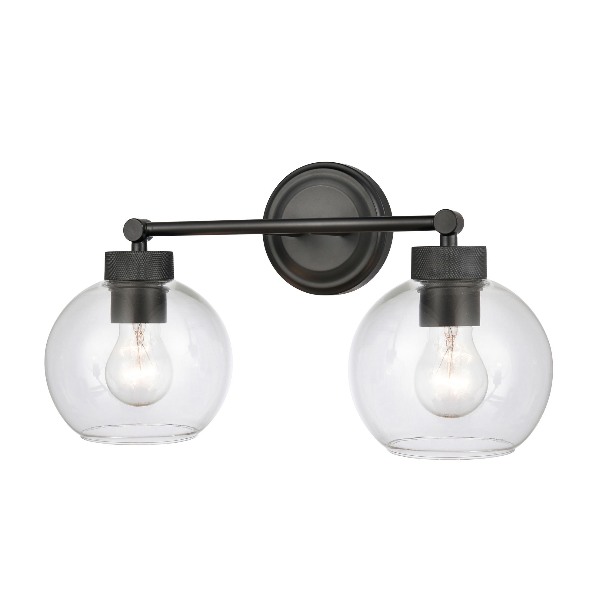 Image 2 Millennium Jonatan 2-Light 16" Matte Black Vanity Light with Glass Shade more views