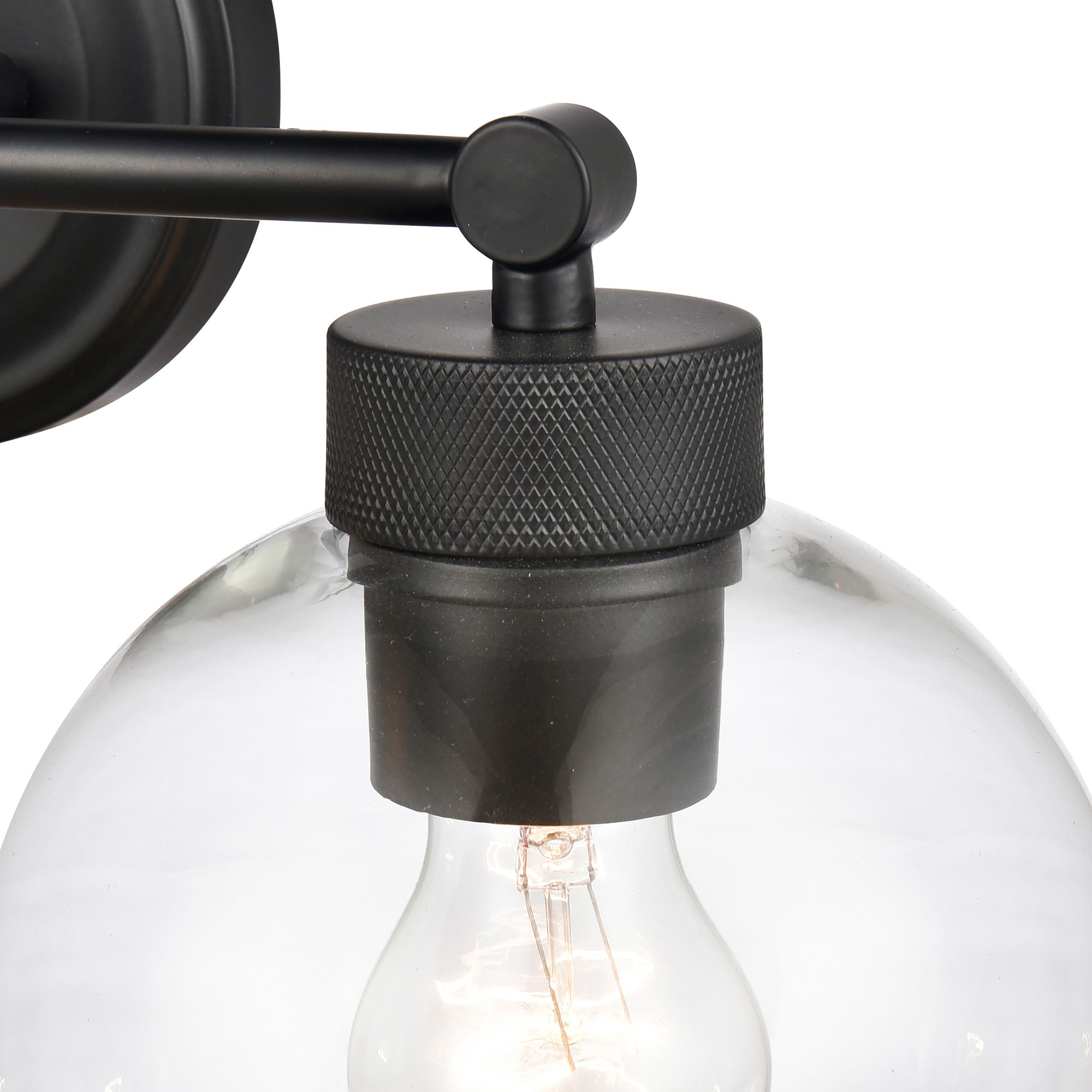 Image 4 Millennium Jonatan 2-Light 16" Matte Black Vanity Light with Glass Shade more views