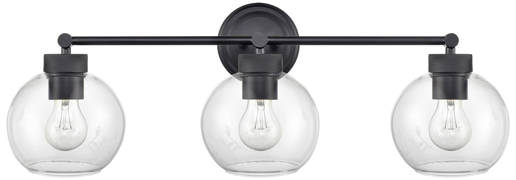 Millennium Jonatan 3-Light 25" Matte Black Vanity Light with Glass Shade